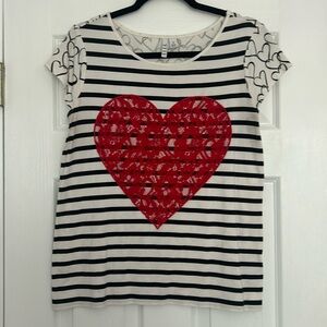 Elle - Medium heart cotton-blend cap sleeve blouse.